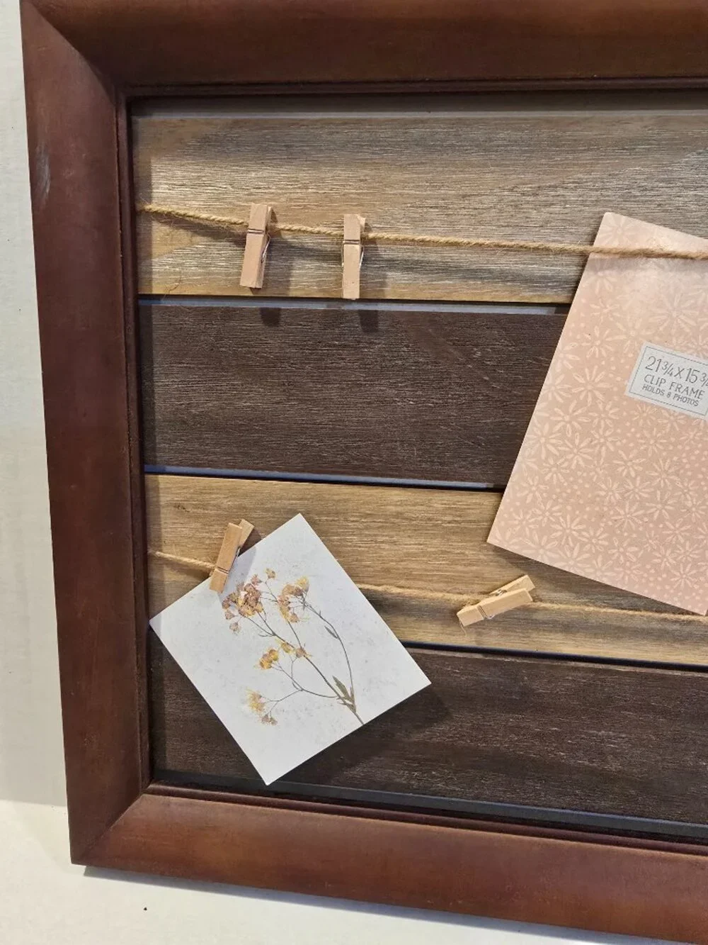 Wood Photo Clip Frame 8 Photos Rustic 21.75
